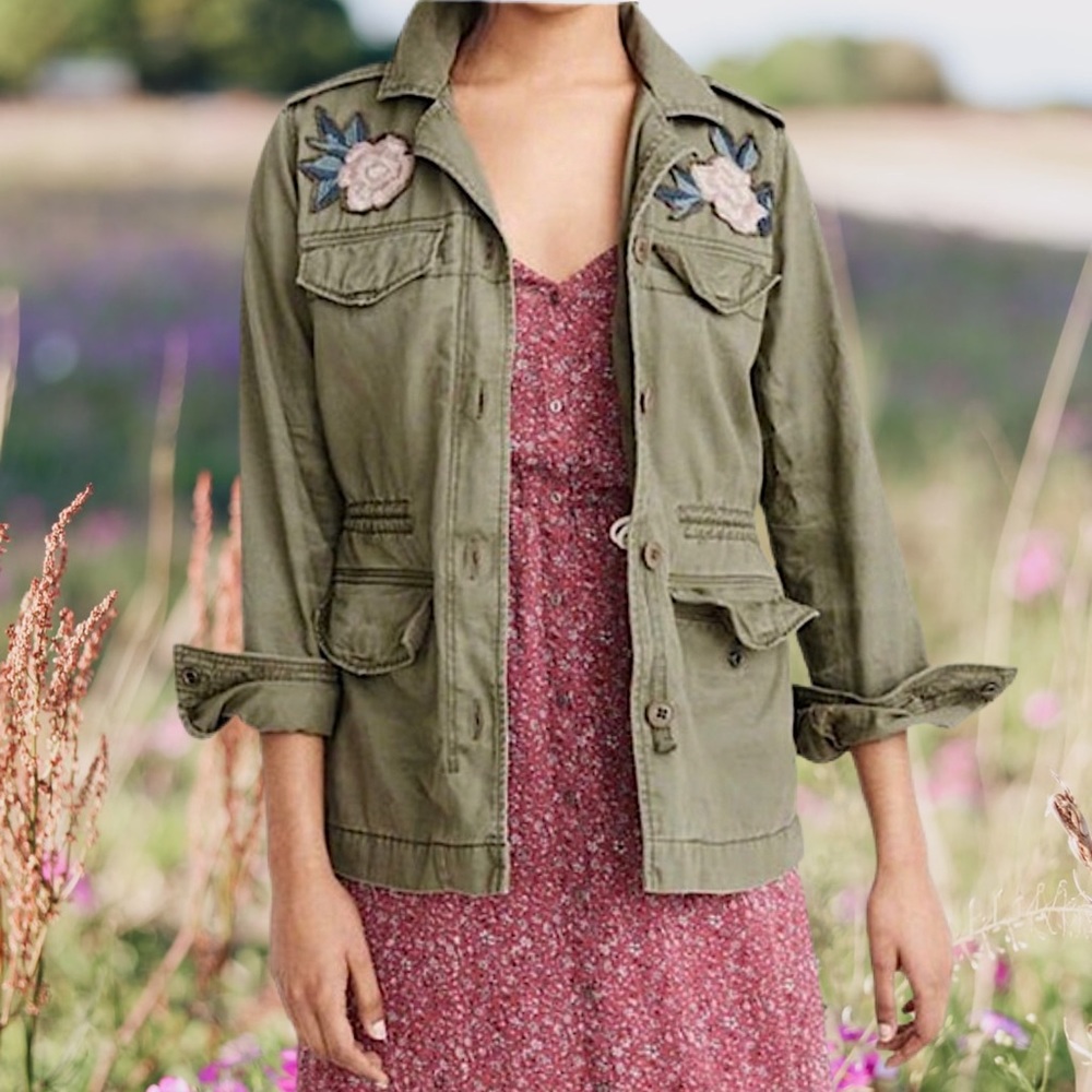 A&F Floral Appliqué Utility Jacket
